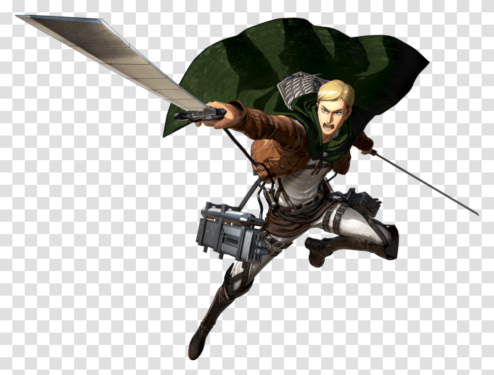 Attack On Titan Erwin Smith Attacking Attack On Titan Erwin, Person, Human, Duel, Sport Transparent Png
