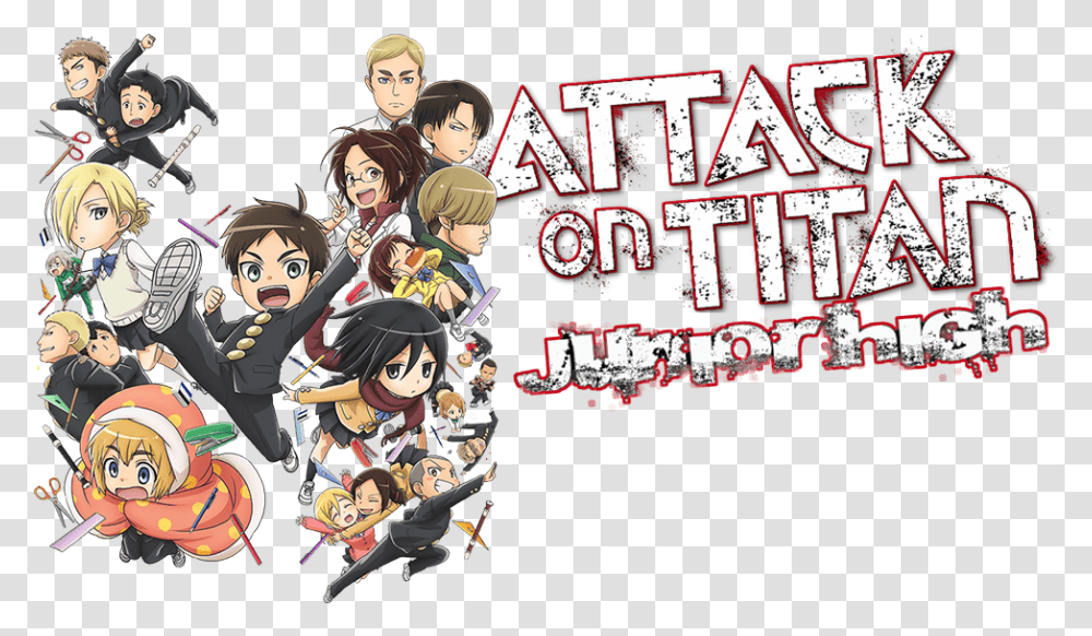 Attack On Titan Junior High Logo, Comics, Book, Manga, Person Transparent Png