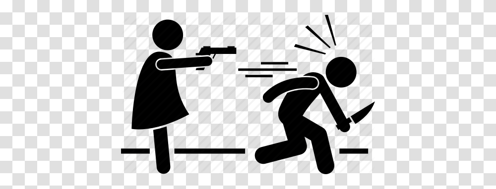 Attacker Girl Gun Handgun Self Defense Shoot Woman Icon, Piano, Leisure Activities, Face, Silhouette Transparent Png