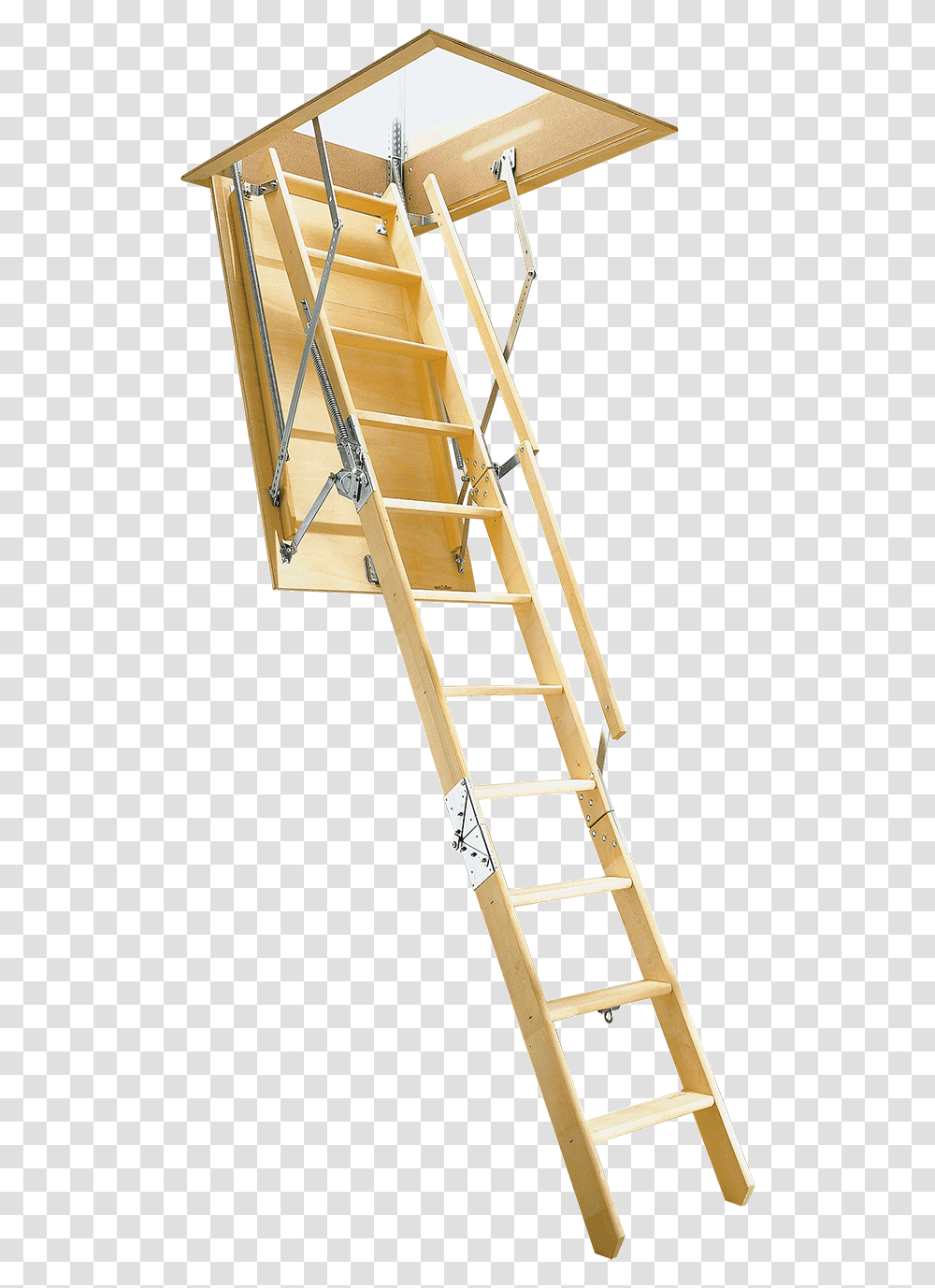 Attic Stairladder Deluxe Attic Stair Ladder, Construction, Construction Crane, Wood, Shelf Transparent Png