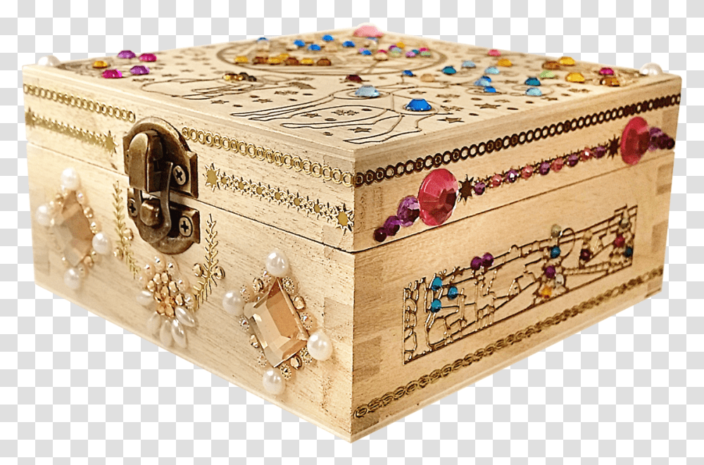 Attractive Square Shaped Hand Decorated Wooden Box Decorated Box, Treasure, Birthday Cake, Dessert, Food Transparent Png