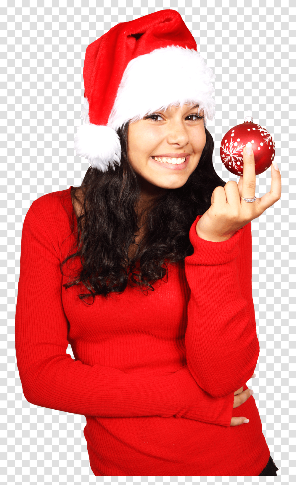 Attractive Young Woman Holding Christmas Ball Image Pngpix Santa Claus Girl, Person, Clothing, Sphere, Costume Transparent Png