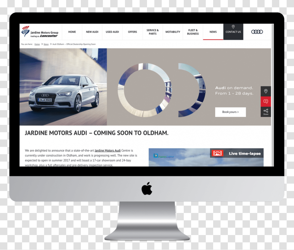 Audi Imac Mockup, Car, Vehicle, Transportation, Computer Transparent Png