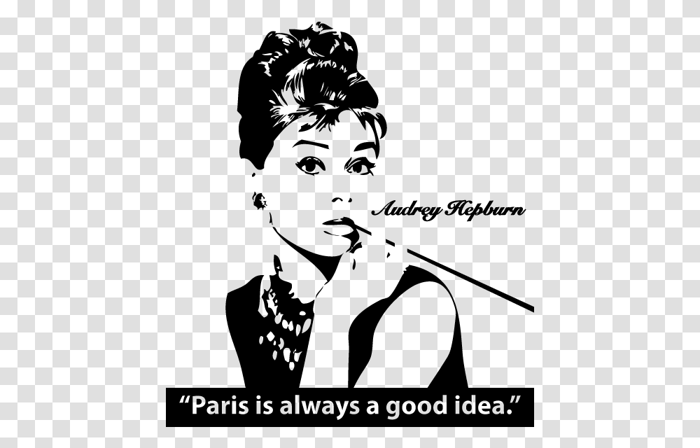 Audrey Hepburn Black And White Painting, Gray, World Of Warcraft Transparent Png