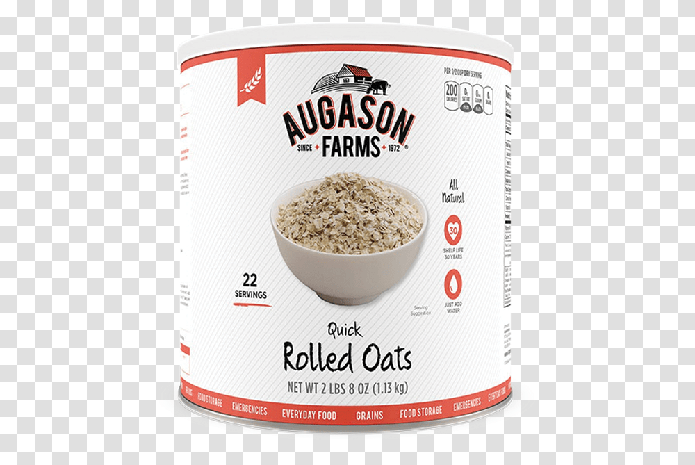 Augason Farms Quick Rolled Oats Can Distribuidor Augason Farms En, Oatmeal, Breakfast, Food Transparent Png