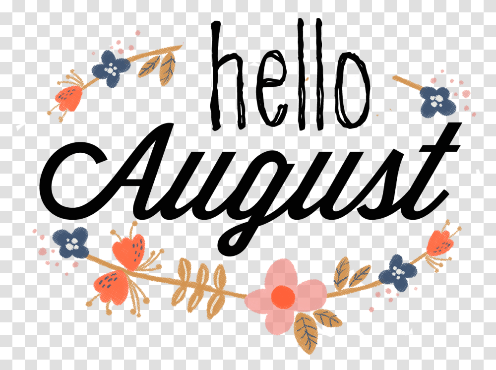 August Banner Clipart Images Hello August, Handwriting, Calligraphy Transparent Png