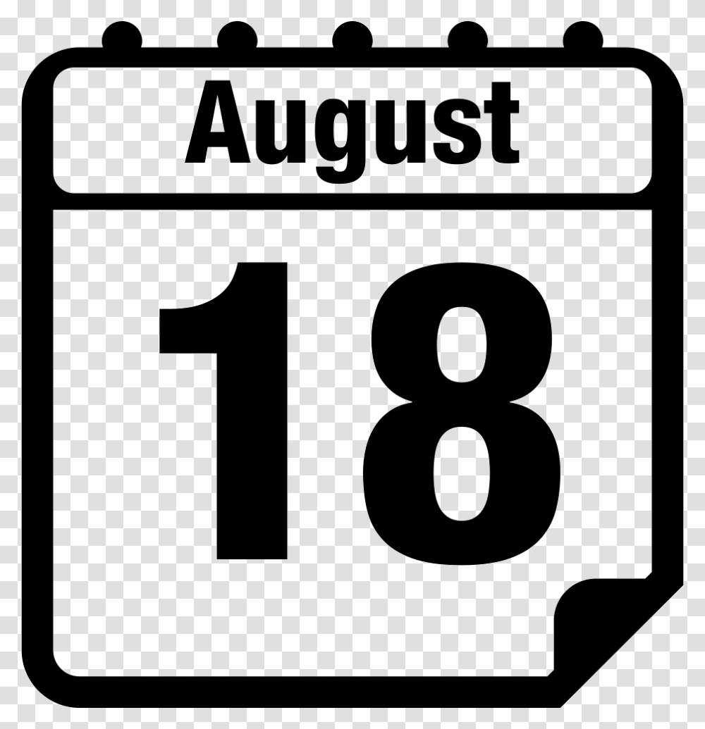 August Daily Calendar, Number Transparent Png