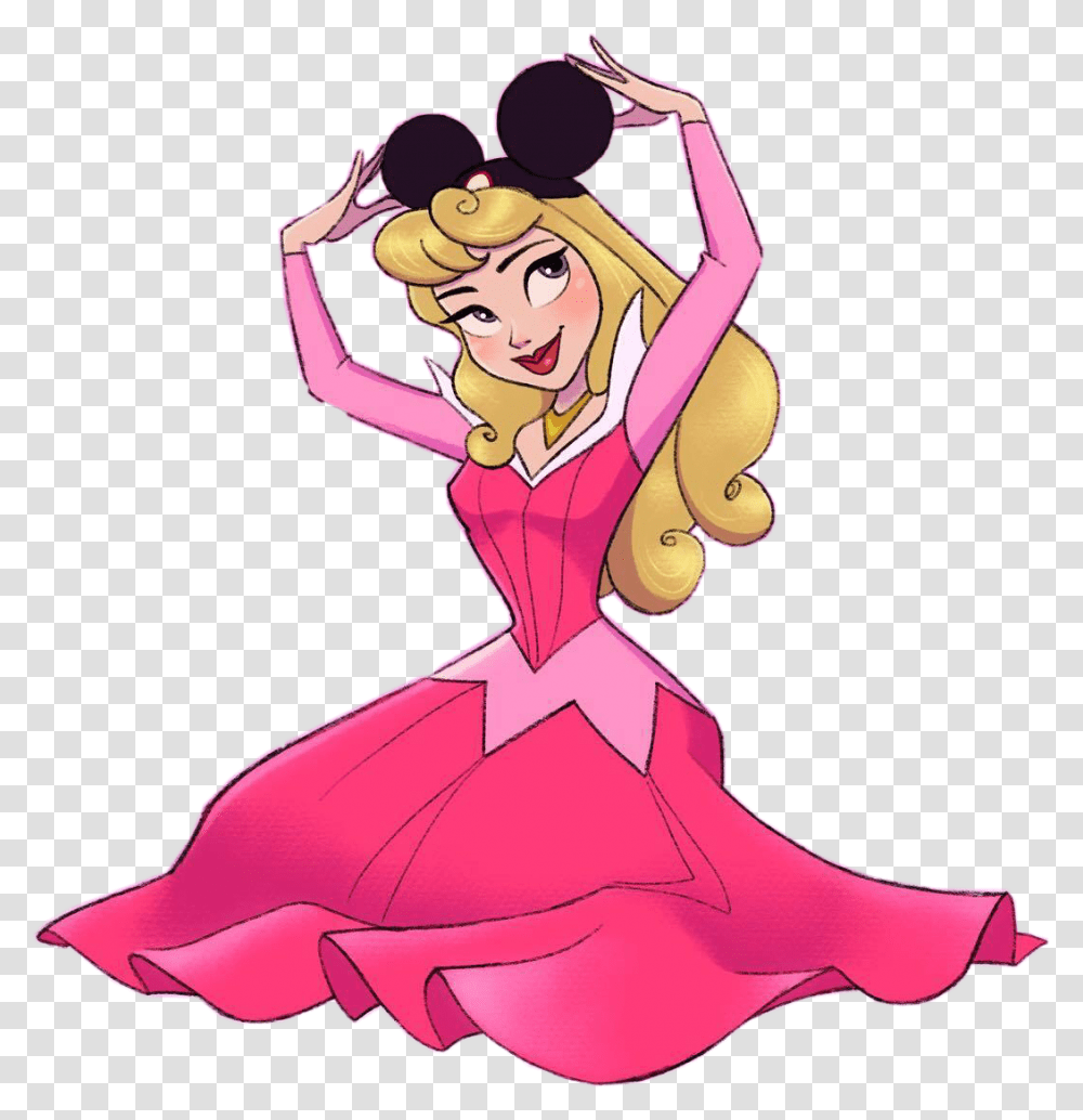Aurora Sleepingbeauty Pink Disney Cute Cartoon Drawing, Dance, Person, Human, Dance Pose Transparent Png