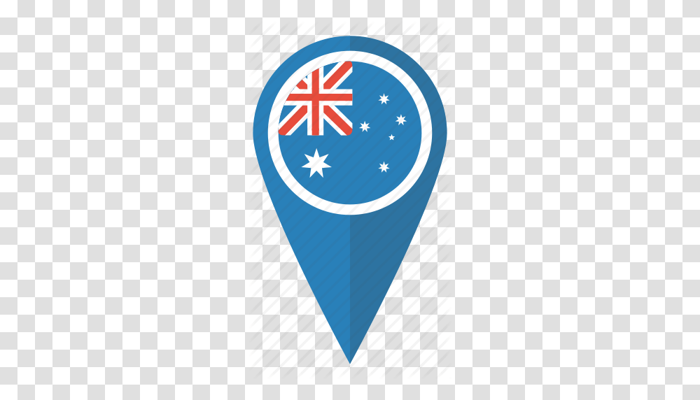 Aussie Australia Flag Location Map Pin Pointer Icon, Plectrum, Logo, Trademark Transparent Png