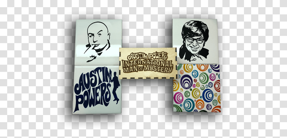 Austin Powers Coasters Illustration, Label, Person, Pillow Transparent Png