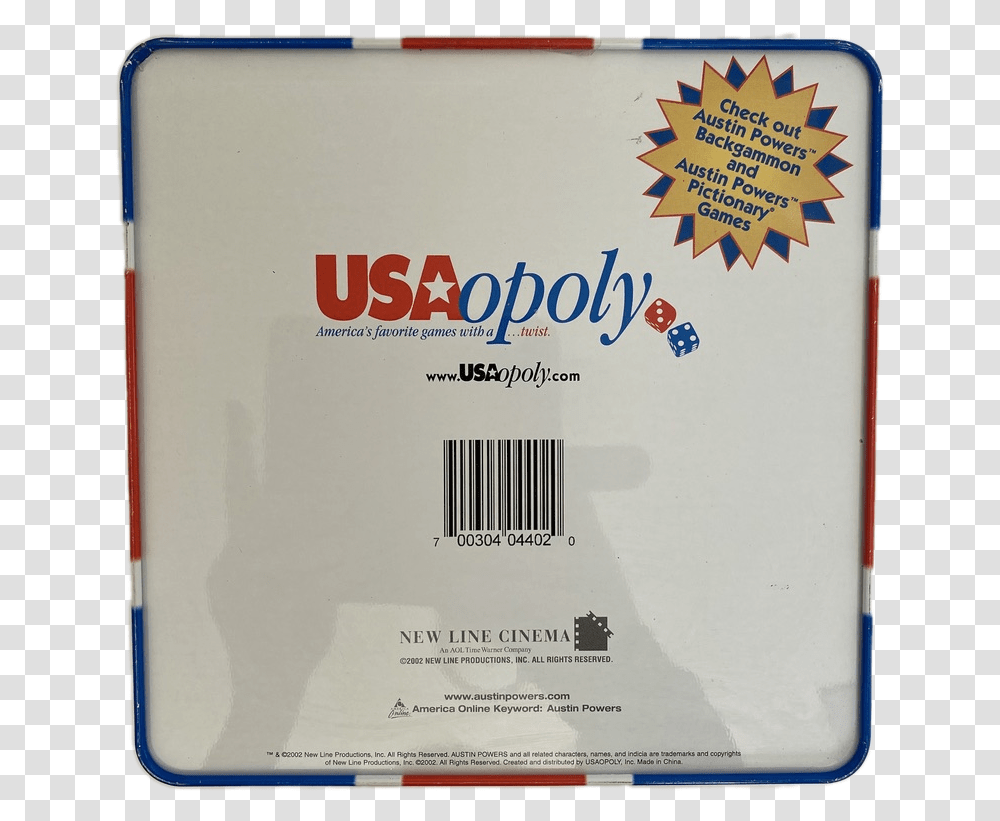 Austin Powers Trivia Game Tin Collectible Usaopoly 2002 Usaopoly, Text, Label, Leisure Activities, Electronics Transparent Png