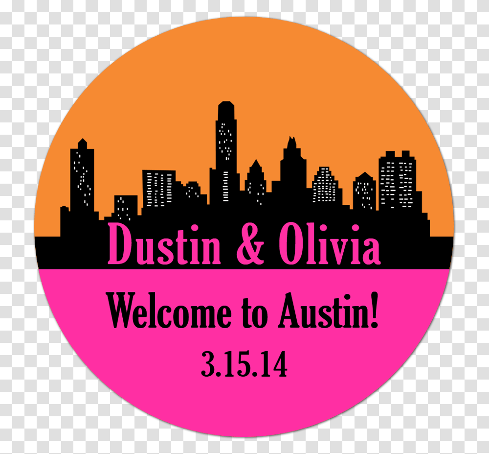 Austin Texas Skyline Personalized Sticker, Word, Purple, Paper Transparent Png
