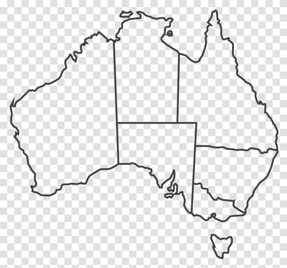 Australia Map Grey Outline Map Of Australia Plain, Plot, Diagram, Land, Outdoors Transparent Png
