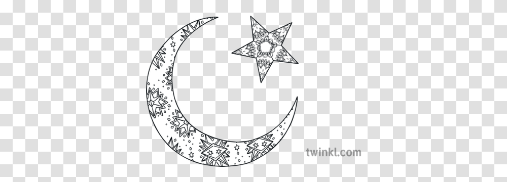 Australia Mindfulness Star And Crescent Moon Islam Ramadan Luna En Blanco Y Negro, Symbol, Star Symbol, Text, Tattoo Transparent Png