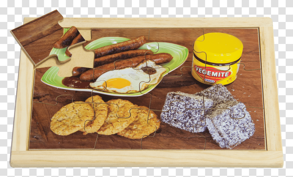 Australian Food Puzzle Breakfast Sausage, Bread, Dining Table, Cracker, Pizza Transparent Png