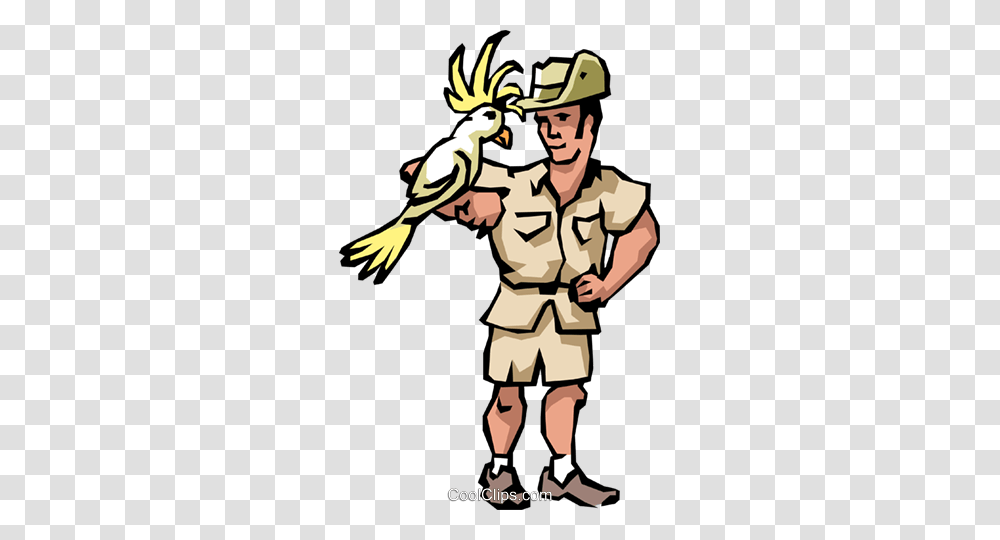 Australian Guide With Cockatoo Royalty Free Vector Clip Art, Person, Animal, Bird Transparent Png