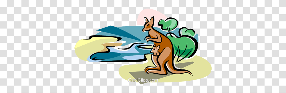 Australian Lake Eyre With Kangaroo Royalty Free Vector Clip Art, Mammal, Animal, Wallaby Transparent Png