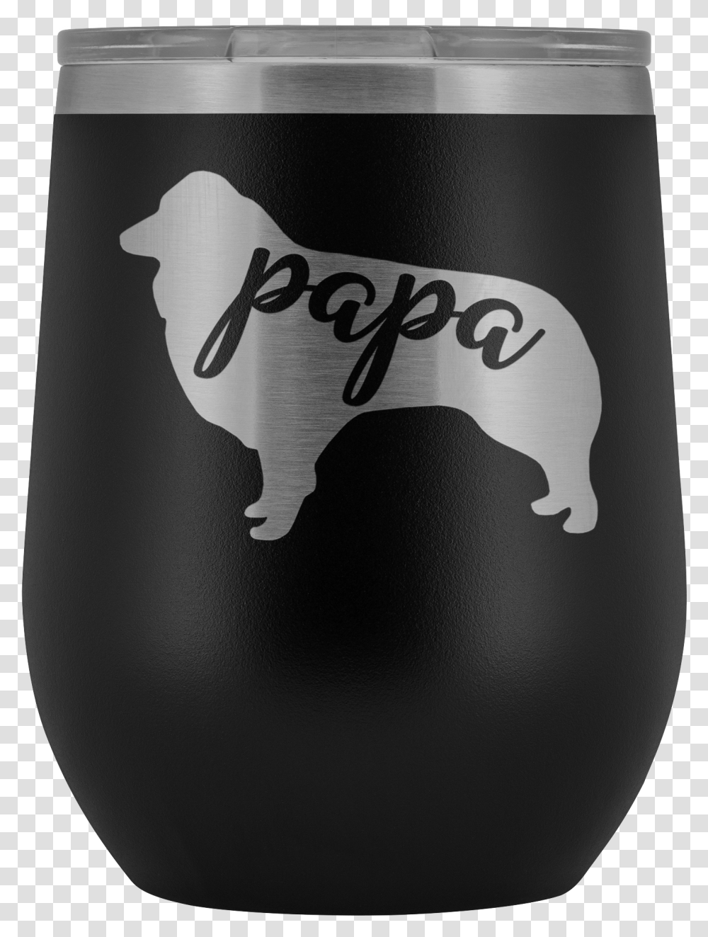Australian Shepherd Papa Wine Tumbler With Lid Aussie Dog, Alcohol, Beverage, Glass, Bottle Transparent Png