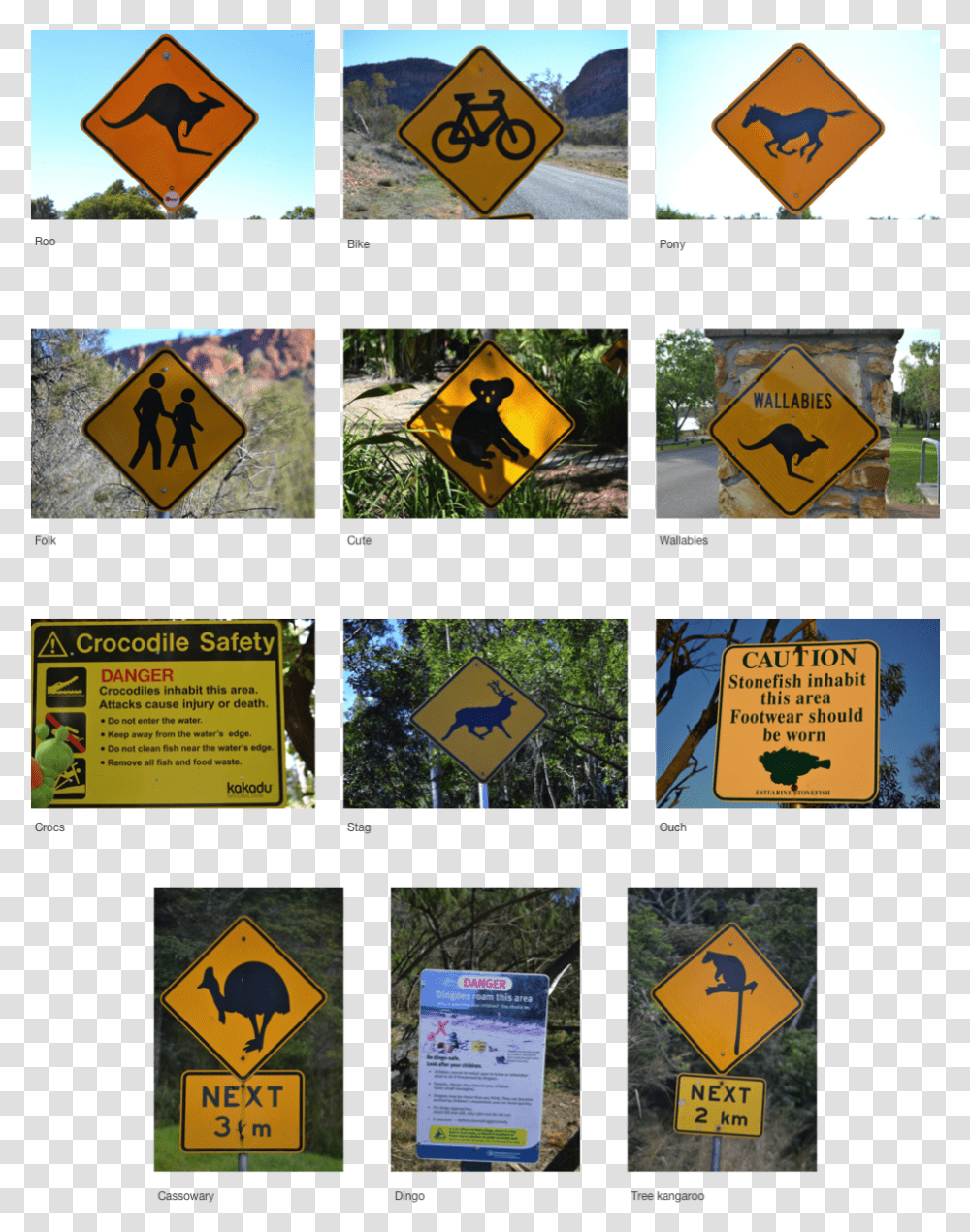 Australian Wildlife Warning Signs Warning Signs In Australia, Road Sign, Collage, Poster Transparent Png