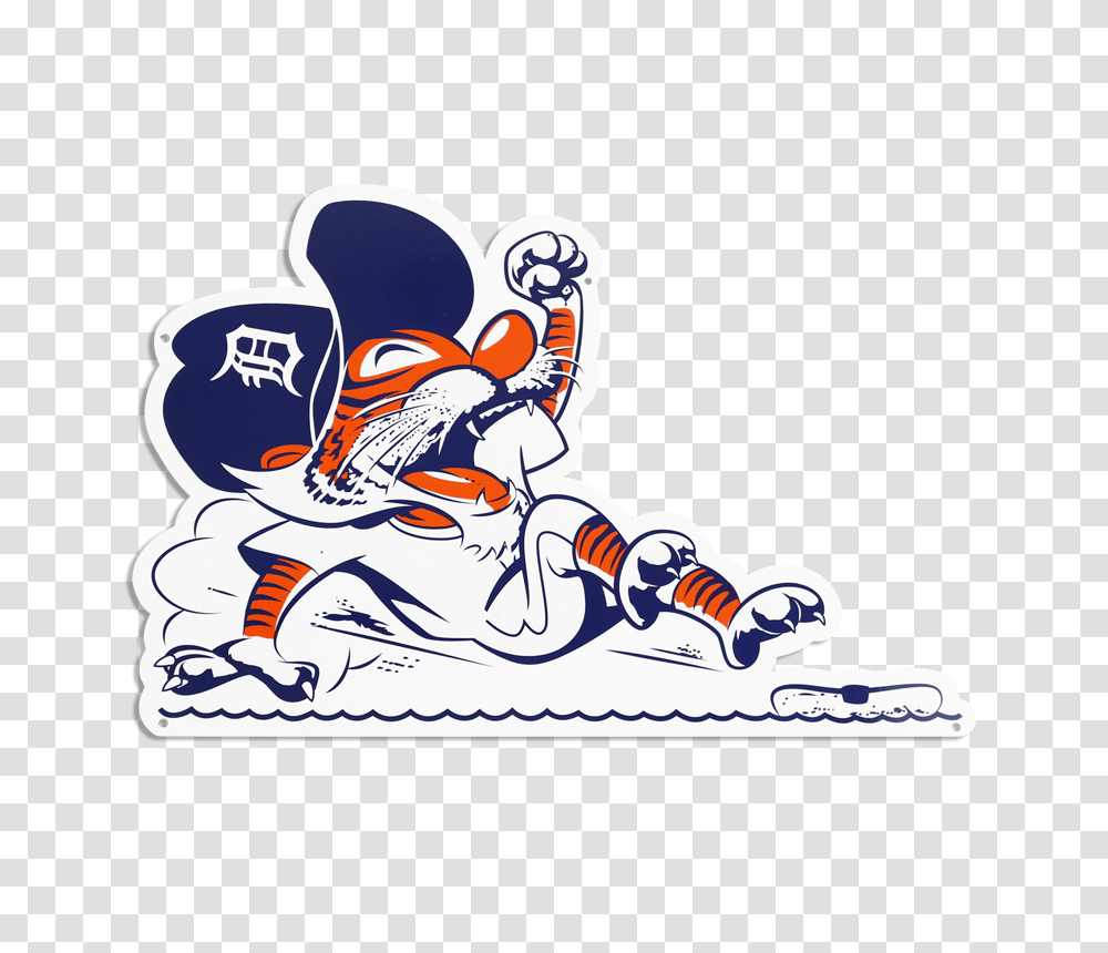 Authentic Street Signs Detroit Tigers Sliding Kitty Steel Logo, Person, Bird, Animal Transparent Png