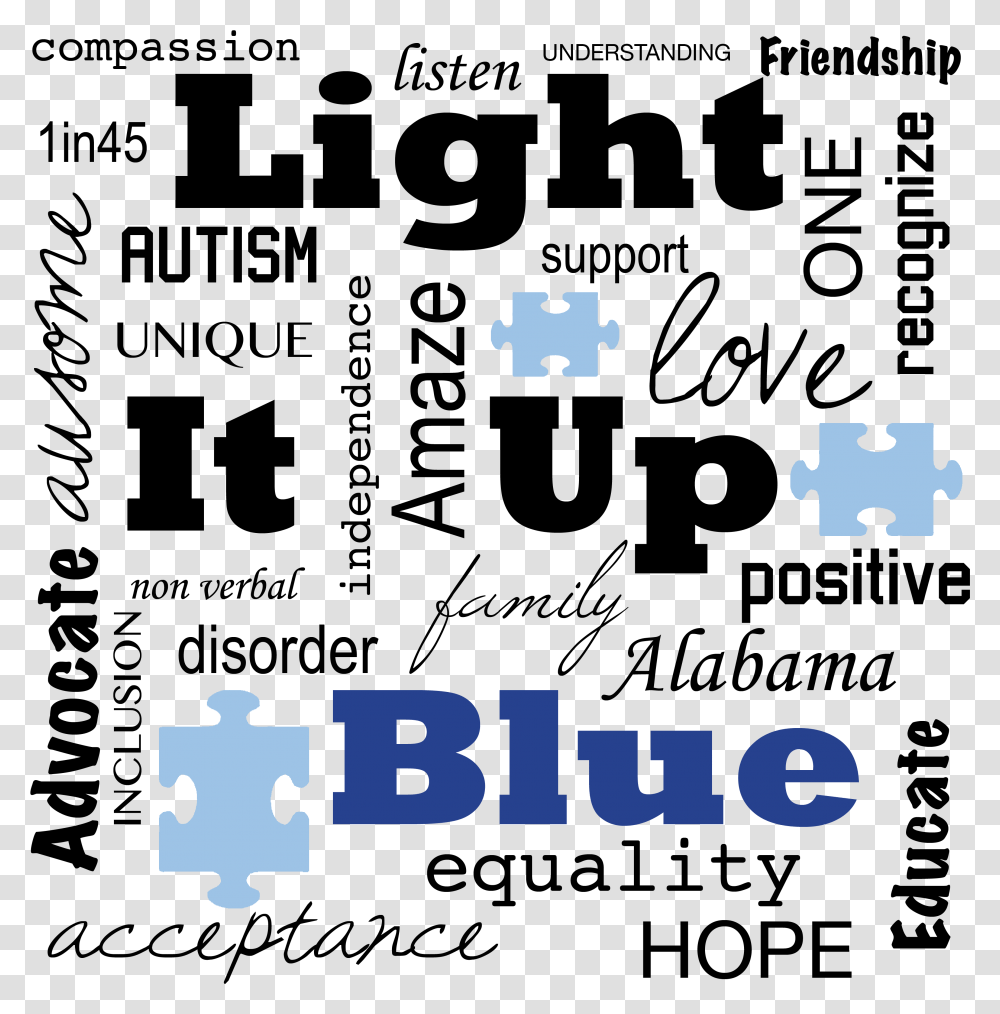 Autism Awareness Light It Up Blue 2018 Download Poster, Jigsaw Puzzle, Game, Photography Transparent Png