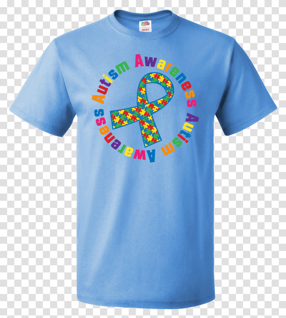 Autism Awareness Ribbon Shirt Columbia Blue Jpg Autism T Shirt, Apparel, T-Shirt, Sleeve Transparent Png