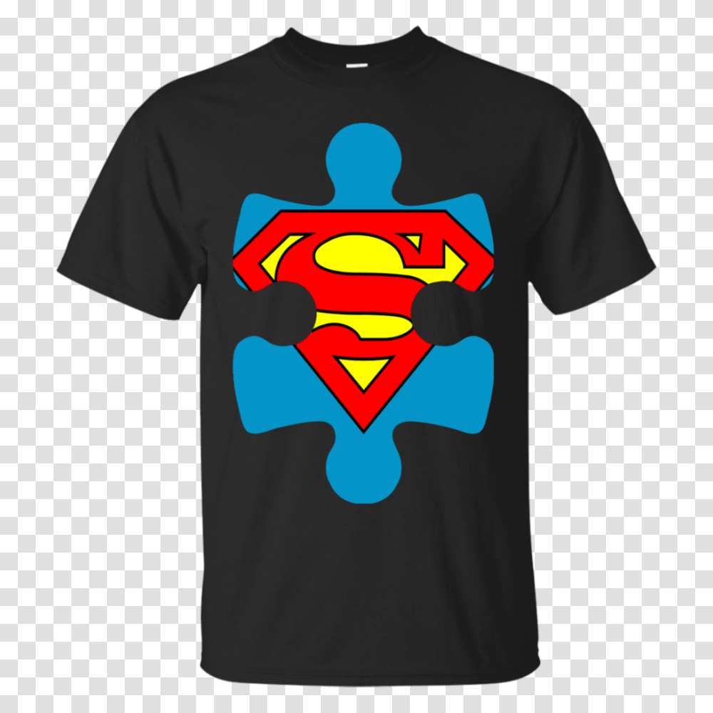 Autism Blue Puzzle Piece With Superman, Apparel, T-Shirt, Sleeve Transparent Png