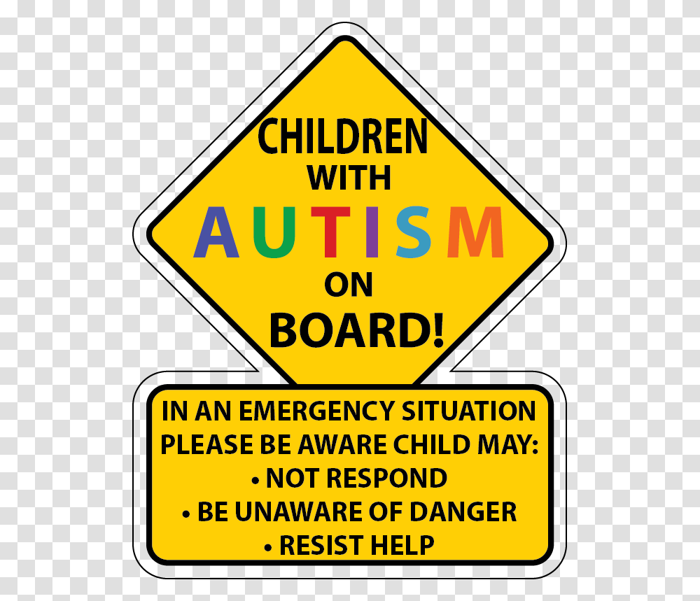 Autism Car Stickers, Sign, Road Sign Transparent Png