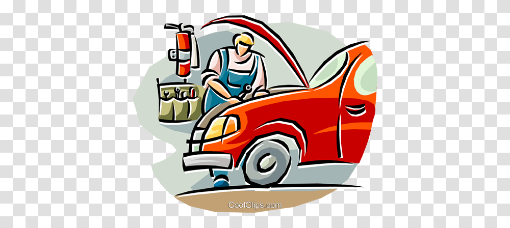 Auto Mechanic Working On A Car Royalty Free Vector Clip Art, Vehicle, Transportation, Car Wash, Poster Transparent Png