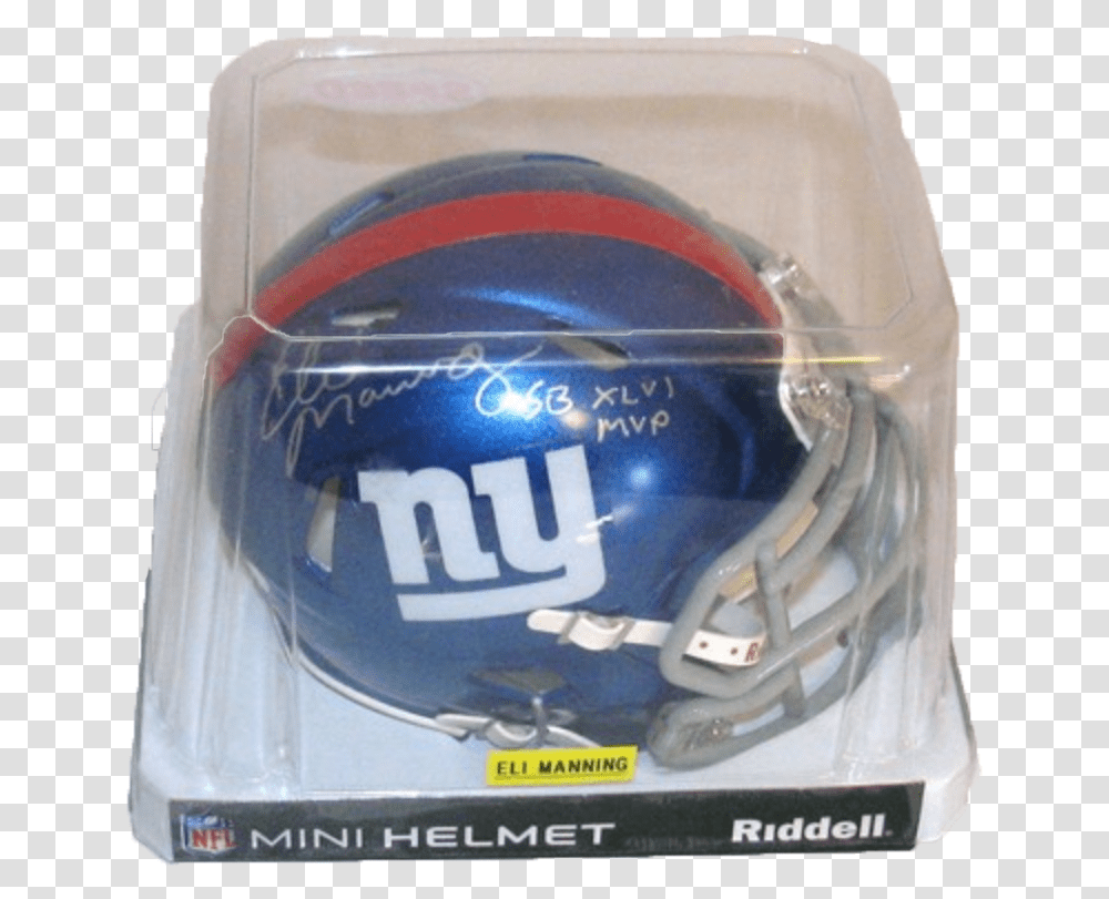 Autographed Eli Manning Riddell Mini Helmet Football Equipment, Apparel, Crash Helmet, Football Helmet Transparent Png