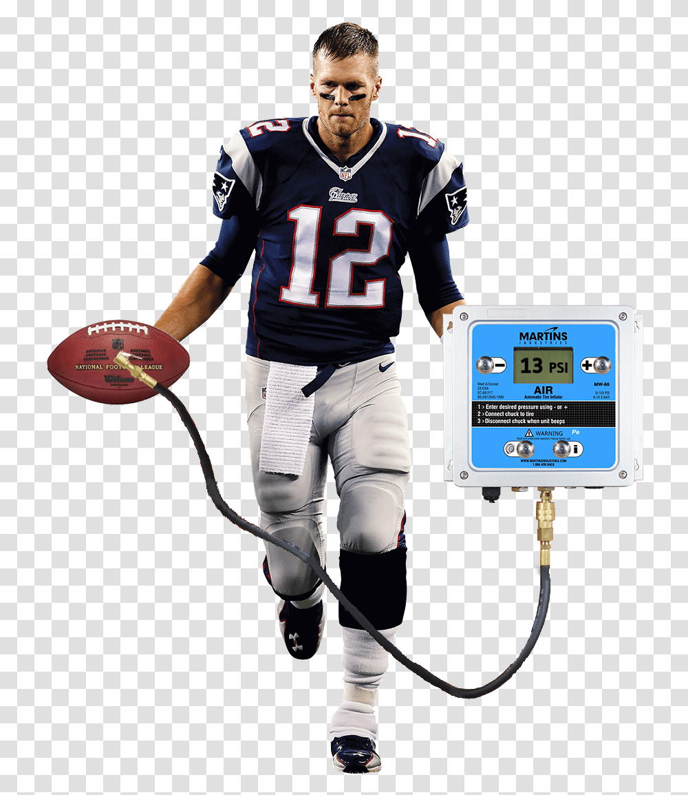 Automatic Tire Inflator Used By Tom Brady Tom Brady And A Tire Gauge, Apparel, Helmet, Person Transparent Png