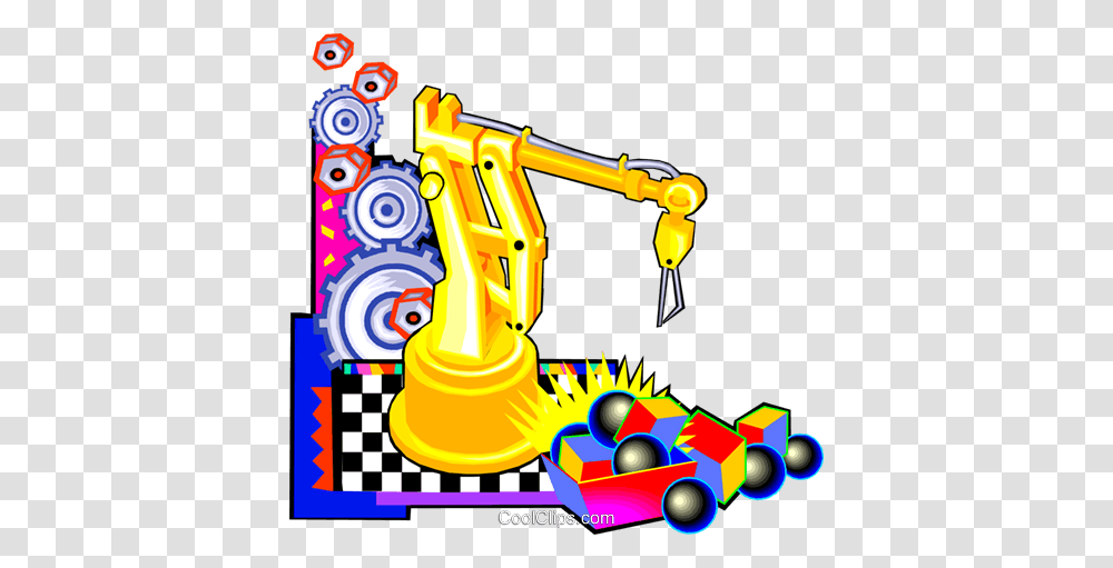 Automation Royalty Free Vector Clip Art Illustration, Robot, Construction Crane, Bulldozer Transparent Png