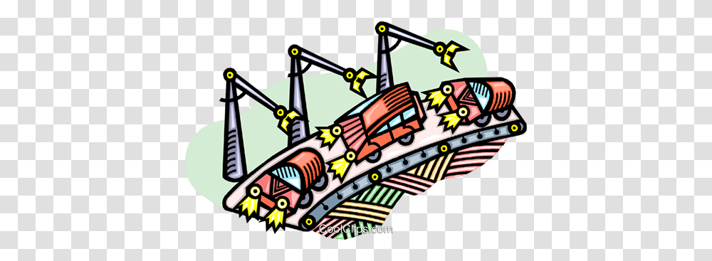 Automobile Assembly Line Royalty Free Vector Clip Art Illustration, Amusement Park, Roller Coaster Transparent Png