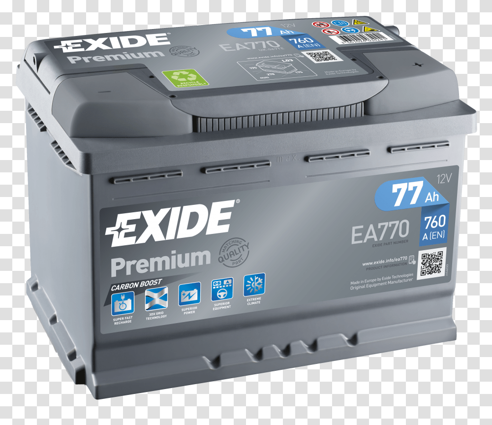 Automotive Battery Image For Free Ea770 Exide Transparent Png