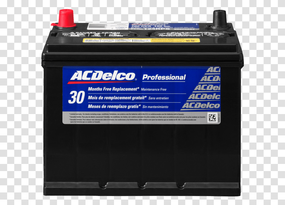 Automotive Battery Picture Ac Delco Battery, Machine, Adapter, Electronics, Text Transparent Png
