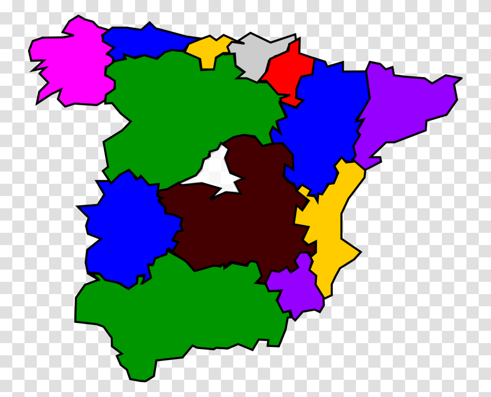 Autonomous Communities Of Spain Map Drawing Download Free, Diagram, Atlas, Plot, Person Transparent Png