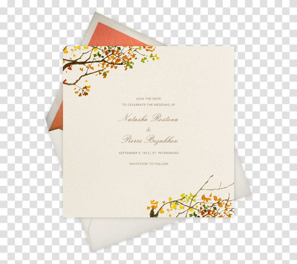 Autumn Boughs Save The Date Wedding Envelope, Mail, Paper, Greeting Card Transparent Png