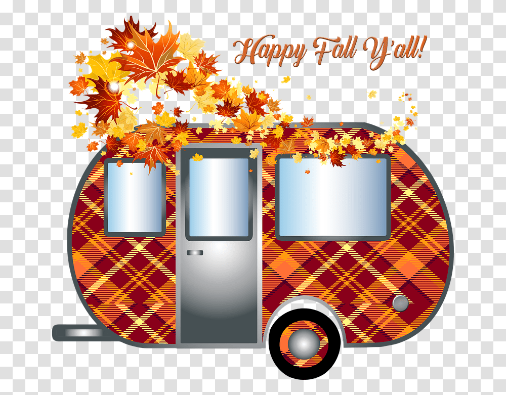 Autumn Camper Trailer Travel Fall Leaves Fall Leaves Hd, Van, Vehicle, Transportation, Fire Truck Transparent Png