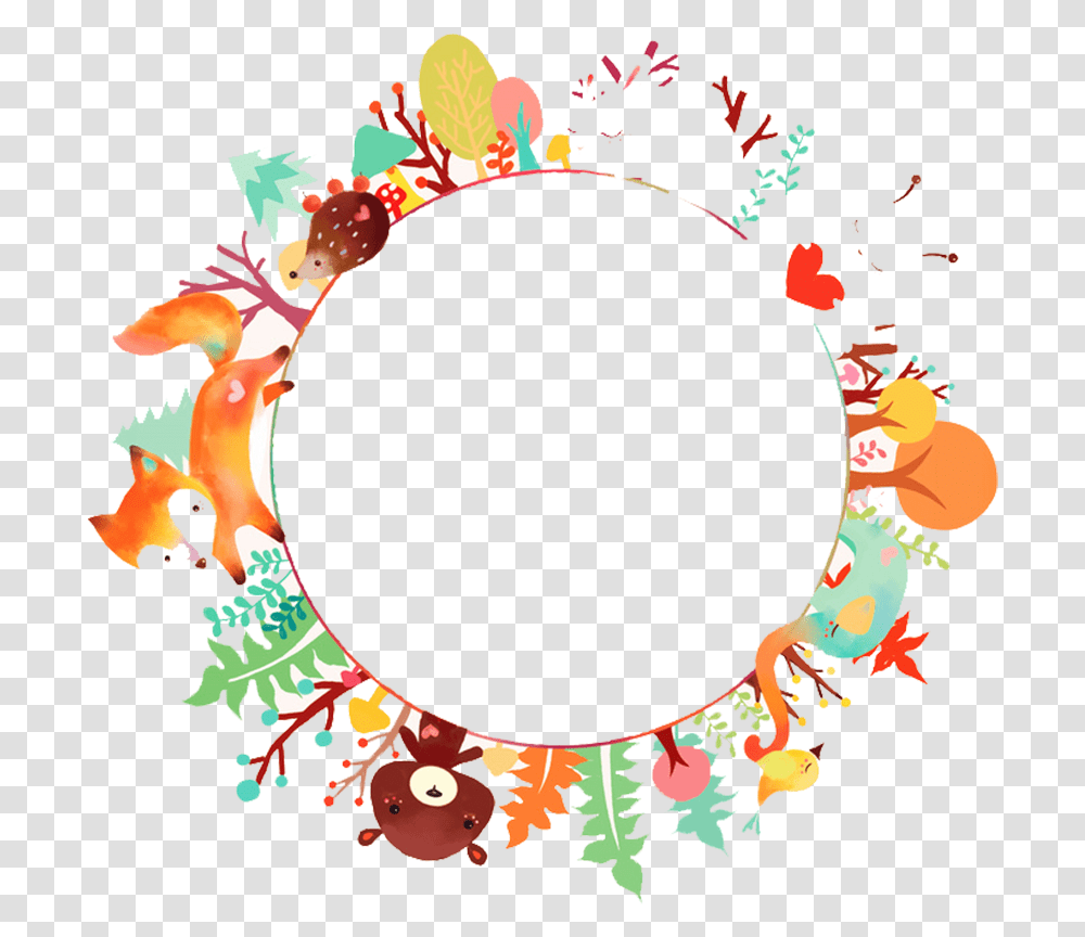 Autumn Fall Leaves Flowers Wreath Frame Animal Wreath, Graphics, Art, Floral Design, Pattern Transparent Png