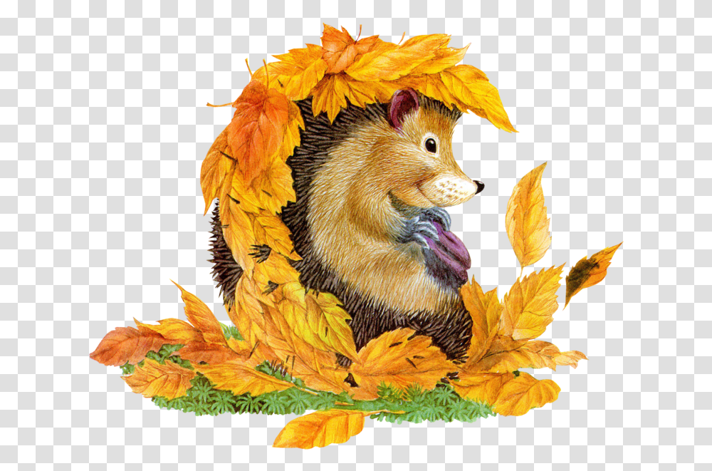 Autumn Hedgehog Psd Official Psds Cartoon Animals, Bird, Plant, Mammal, Graphics Transparent Png