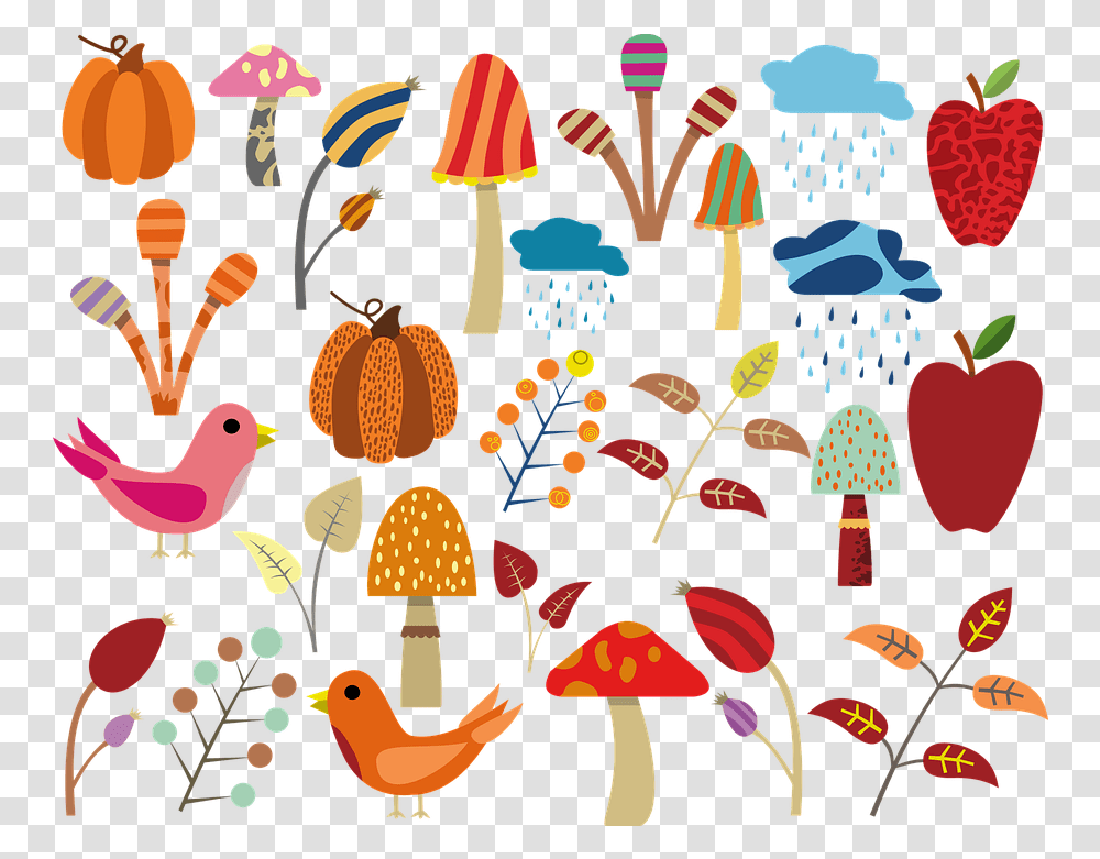 Autumn Icon Apple Birds Pumpkin Fresh, Pattern, Sweets, Food, Confectionery Transparent Png