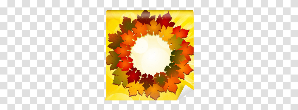 Autumn Leaf Border Wall Mural • Pixers We Live To Change Cartoon Autumn Leaves, Plant, Tree, Graphics, Birthday Cake Transparent Png