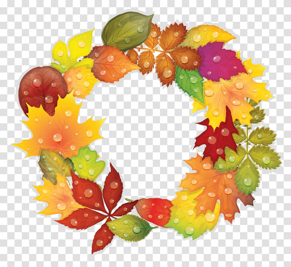 Autumn Leaves Frame Download Vector Graphics, Wreath, Birthday Cake, Dessert, Food Transparent Png