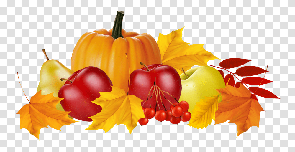 Autumn Pumpkin And Fruits Clipart Fall Leaves And Pumpkin Clip Art Transparent Png