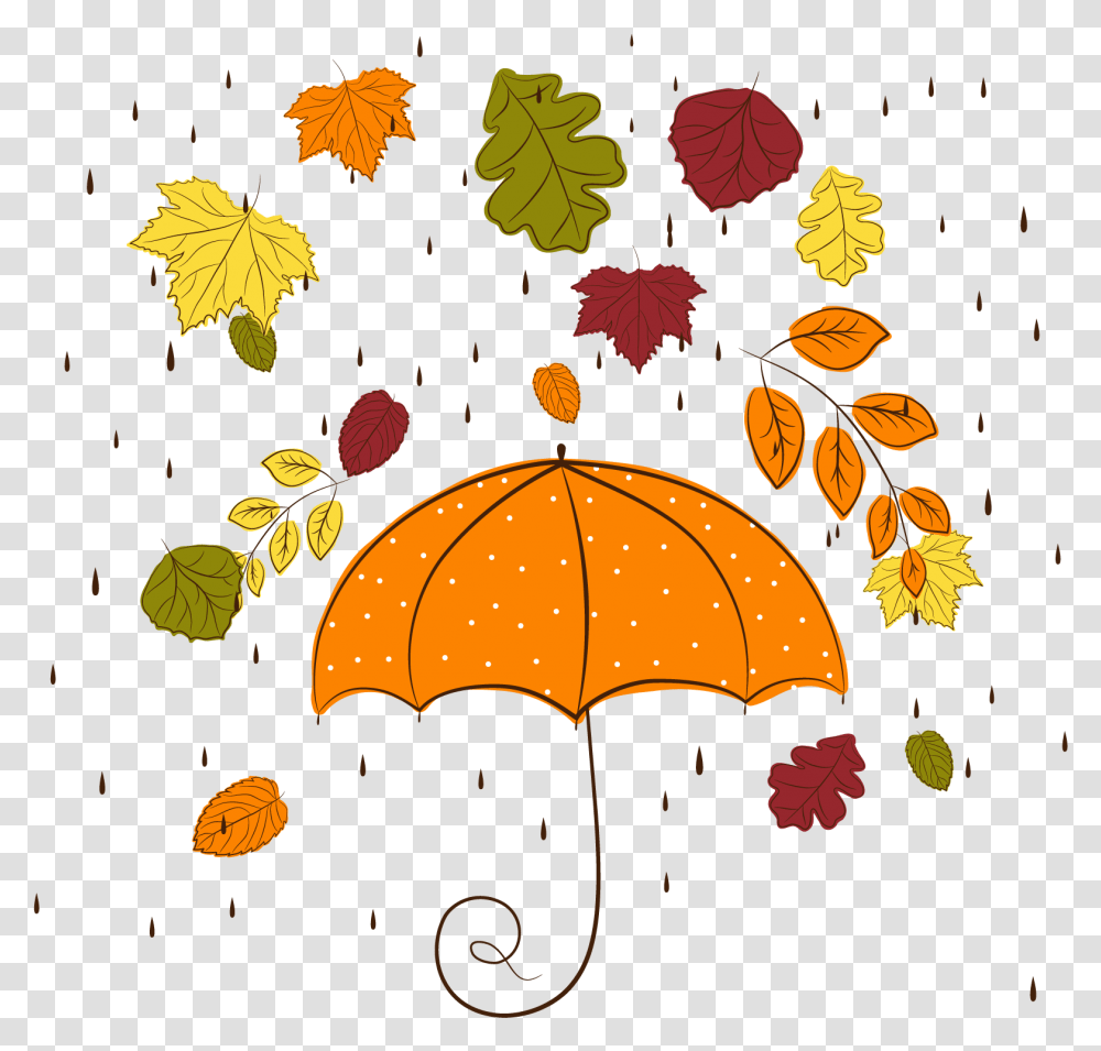 Autumn Rain Clipart Mart Autumn Rain, Leaf, Plant, Umbrella, Canopy Transparent Png