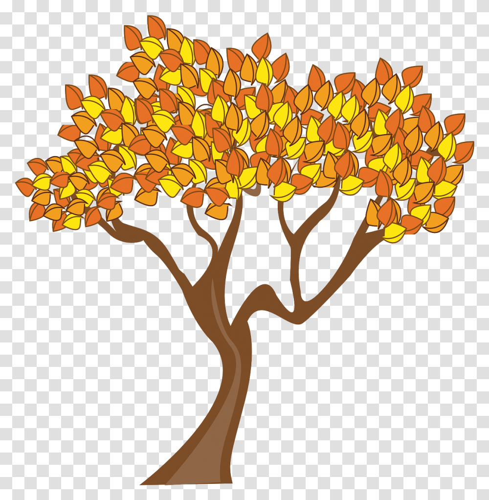 Autumn Season Tree Cartoon Fall Tree, Plant, Flower, Blossom, Lamp Transparent Png