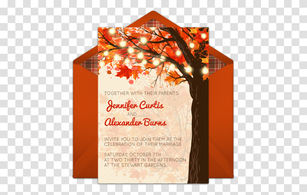 Autumn Themed Invitations, Poster, Advertisement, Flyer, Paper Transparent Png