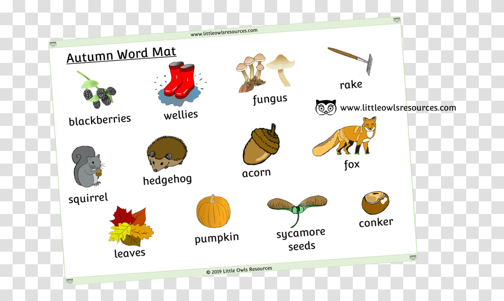 Autumn Word Mat, Animal, Plant, Invertebrate Transparent Png