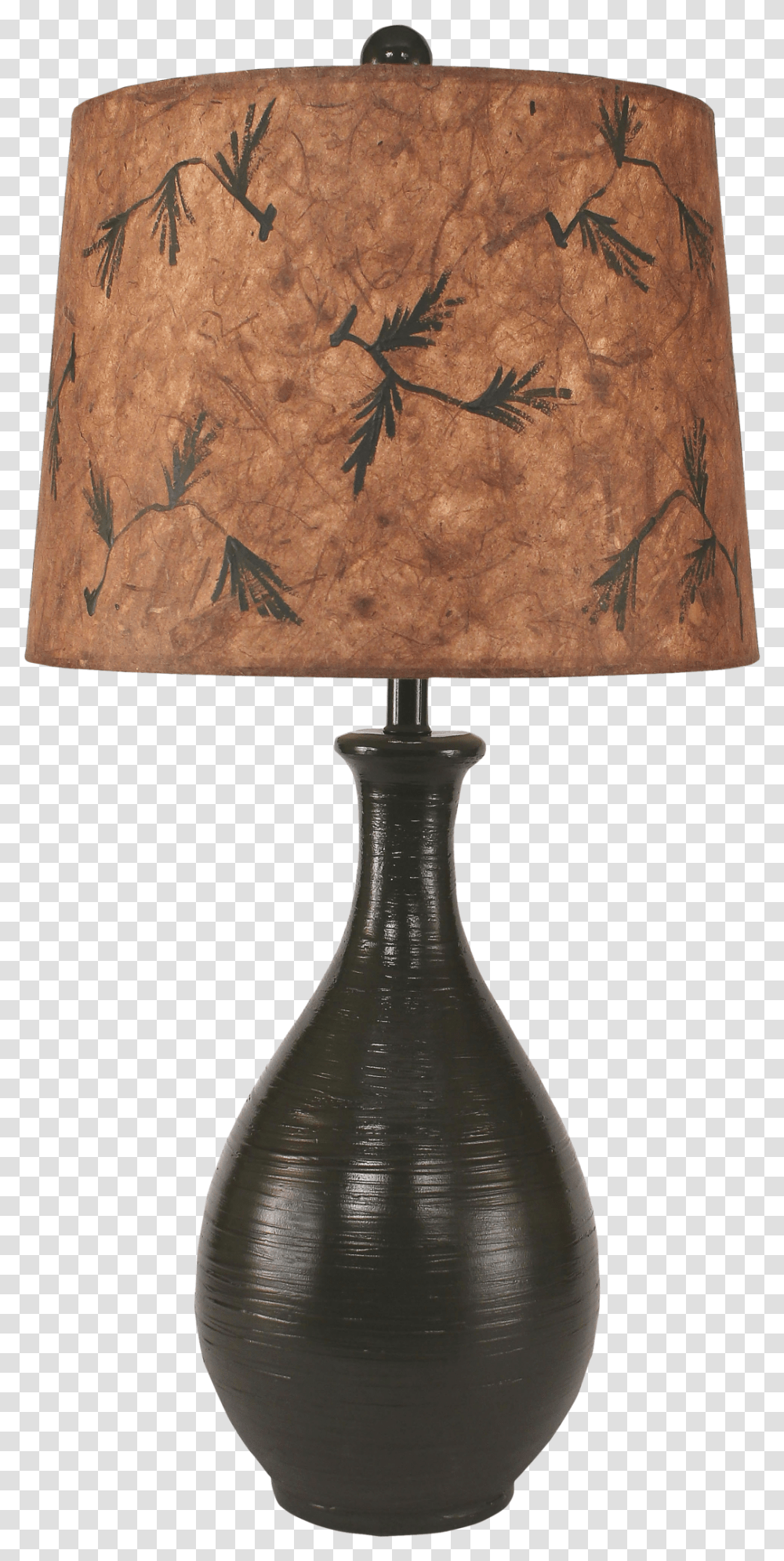Avacado Ridged Tear Drop Table Lamp W Pine Branch Lampshade Transparent Png