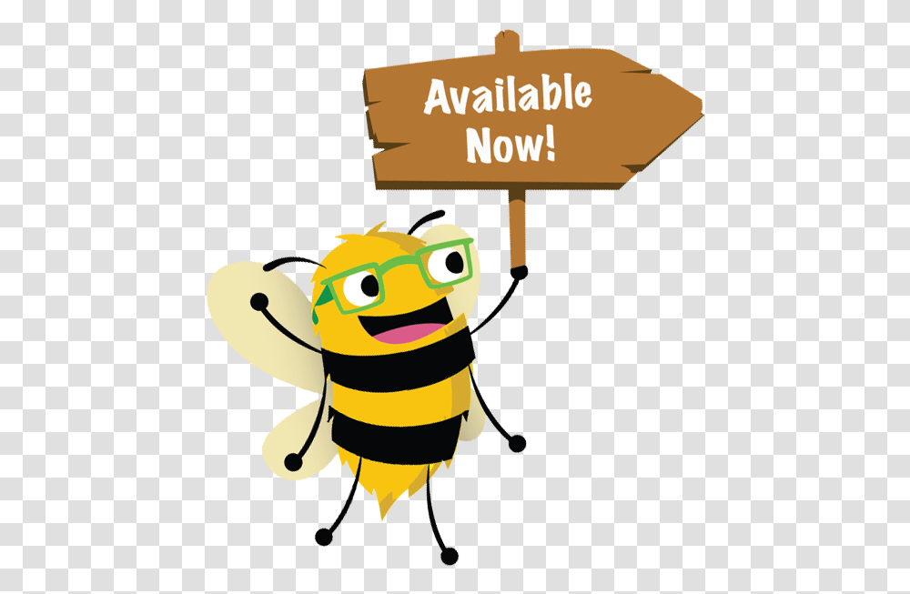 Available Bee Cartoon, Honey Bee, Insect, Invertebrate, Animal Transparent Png